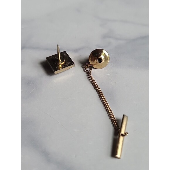 Tigers Eye Square Tie Tack 1970s - Picture 8 of 10